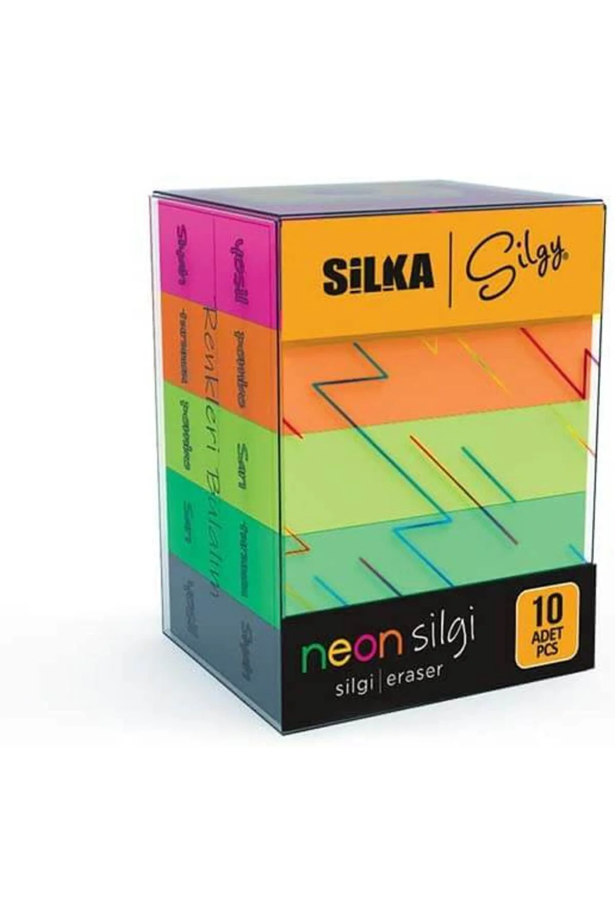Neon 5 Renk 10lu Paket Silgi Art-14
