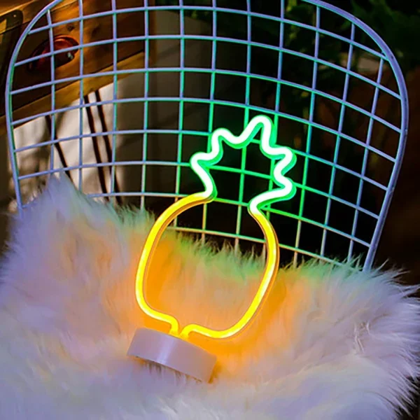 Neon Ananas Desenli Dekoratif LED Lamba Aydınlatma Ürünü