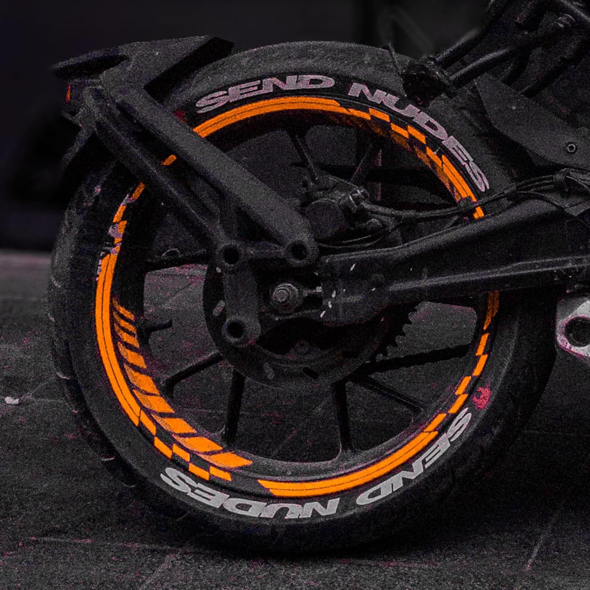 Neon Fosforlu Turuncu İç Dış Motosiklet Jant Şeridi Takımı Çınar 