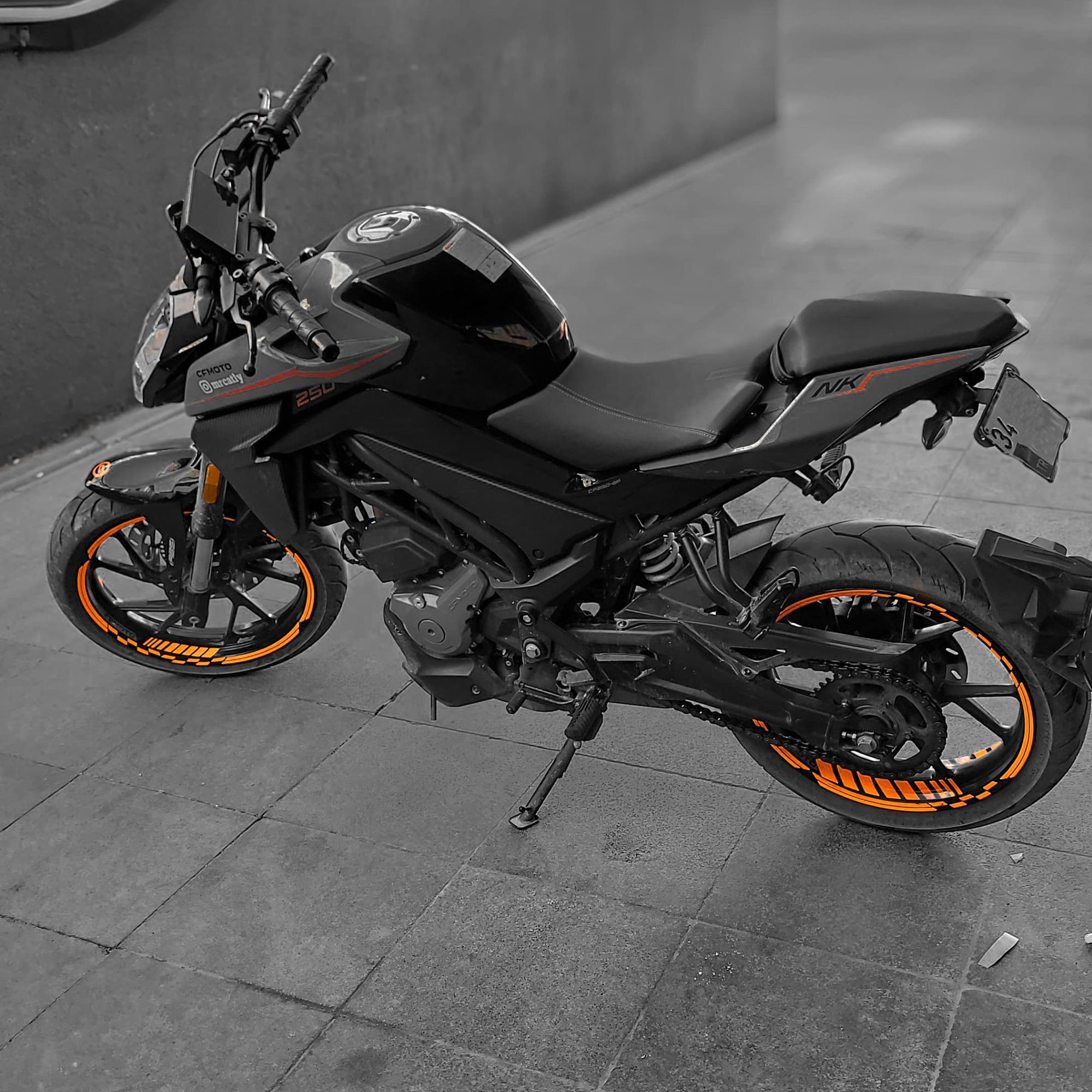 Neon Fosforlu Turuncu İç Dış Motosiklet Jant Şeridi Takımı Çınar 