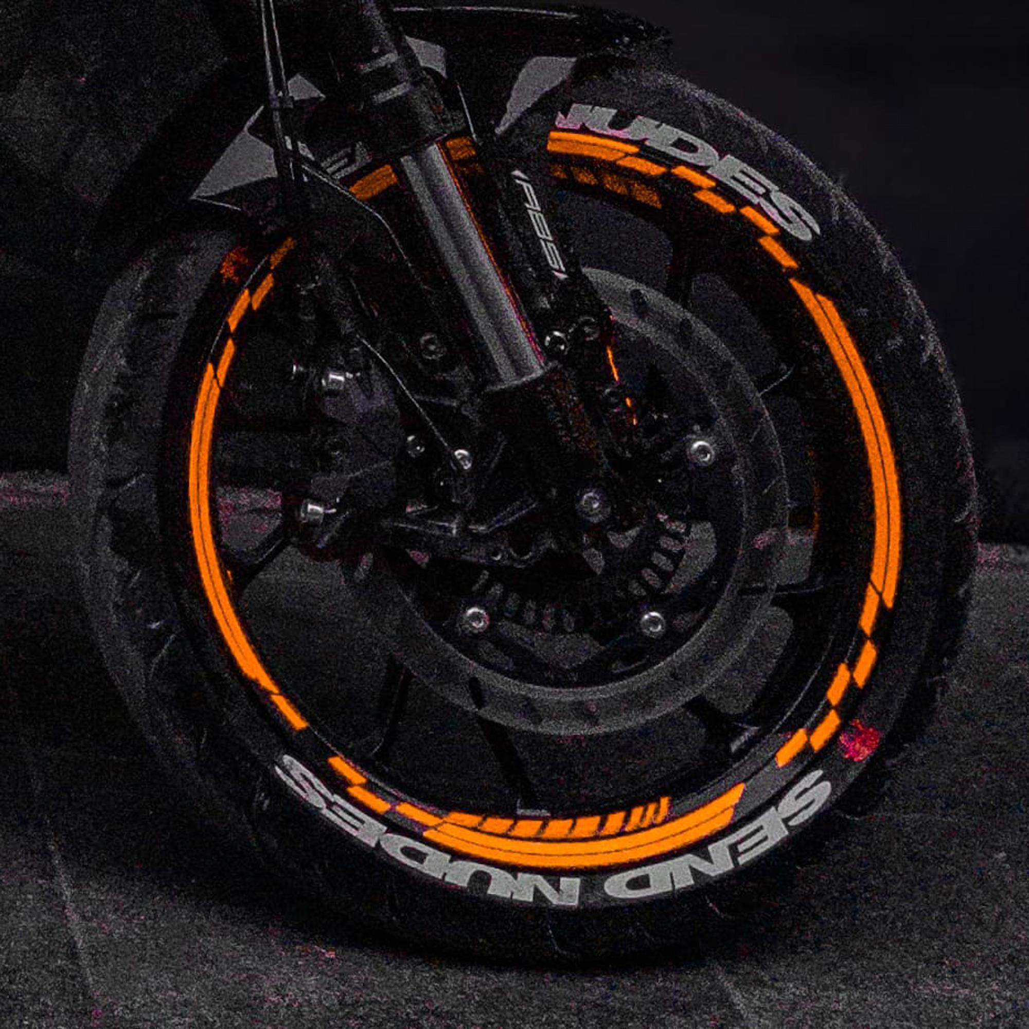 Neon Fosforlu Turuncu İç Dış Motosiklet Jant Şeridi Takımı Çınar 