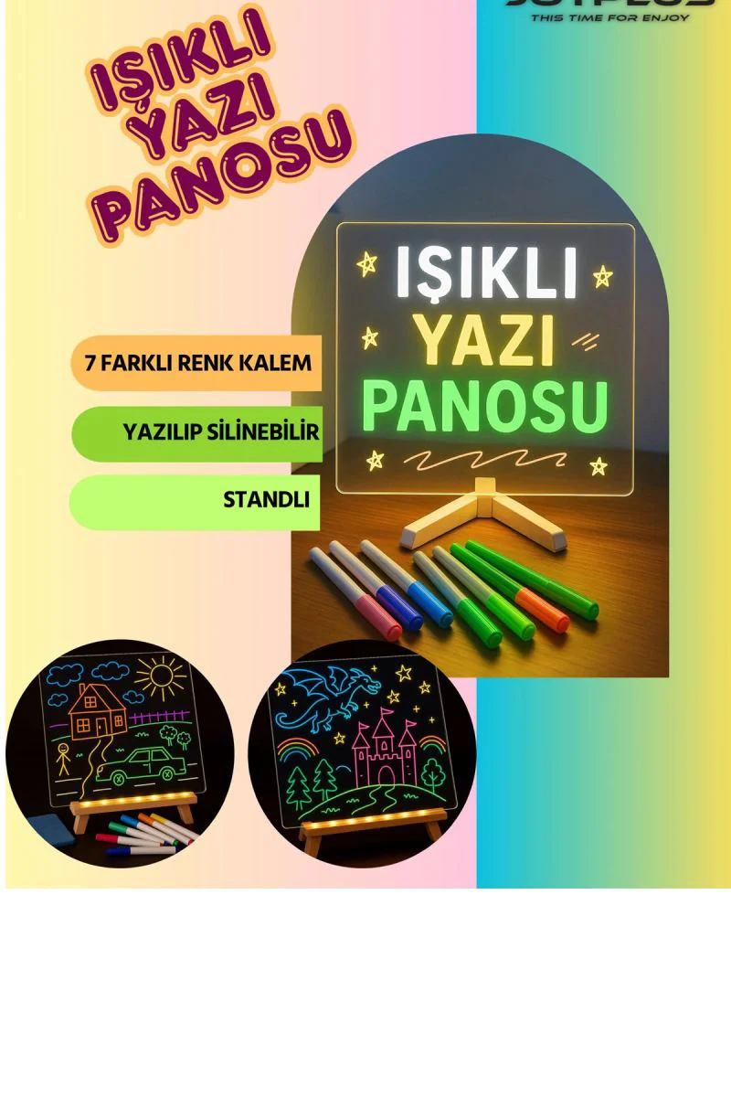 Neon Işıklı 7 Renk Led Resim Panosu - 20x20 Boyama Tahtası Kalemleri Dahil Fiyatı, Yorumları ve Özellikleri
