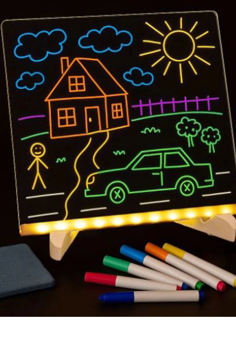 Neon Işıklı 7 Renk Led Resim Panosu - 20x20 Boyama Tahtası Kalemleri Dahil Fiyatı, Yorumları ve Özellikleri