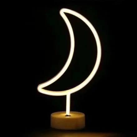 Neon Işıklı Ay Masa Gece Lambası – Pil ve USB Destekli Atmosfer Lambası Fiyatı, Yorumları ve Özellikleri