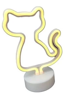Neon Işıklı Kedi Lamba Pil+usb Pembe Işık Mz-122 Neon Işıklı Kedi Lamba Pil+usb Pembe Işık Mz-122