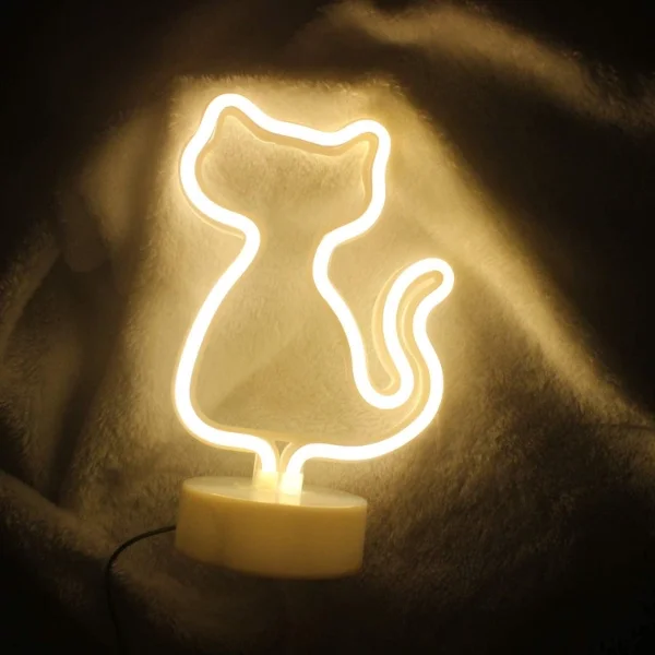 Neon Işıklı Kedi Tasarımlı Lamba Neon Işıklı Kedi Tasarımlı Lamba