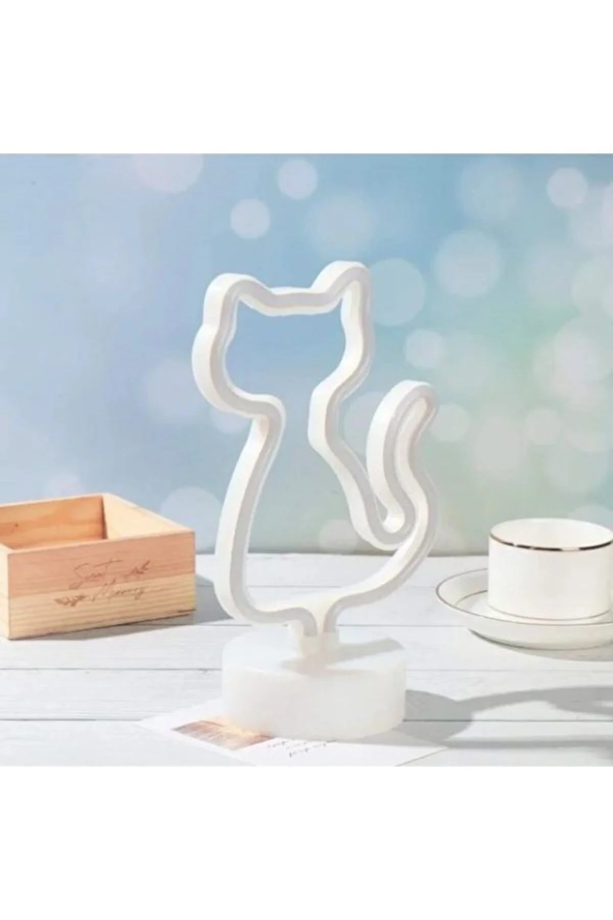 Neon Işıklı Kedi Tasarımlı Lamba