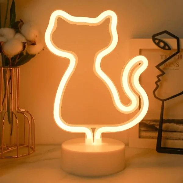 Neon Işıklı Kedi Tasarımlı Lamba Neon Işıklı Kedi Tasarımlı Lamba