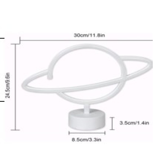 Neon Işıklı Satürn Lamba Pil+Usb