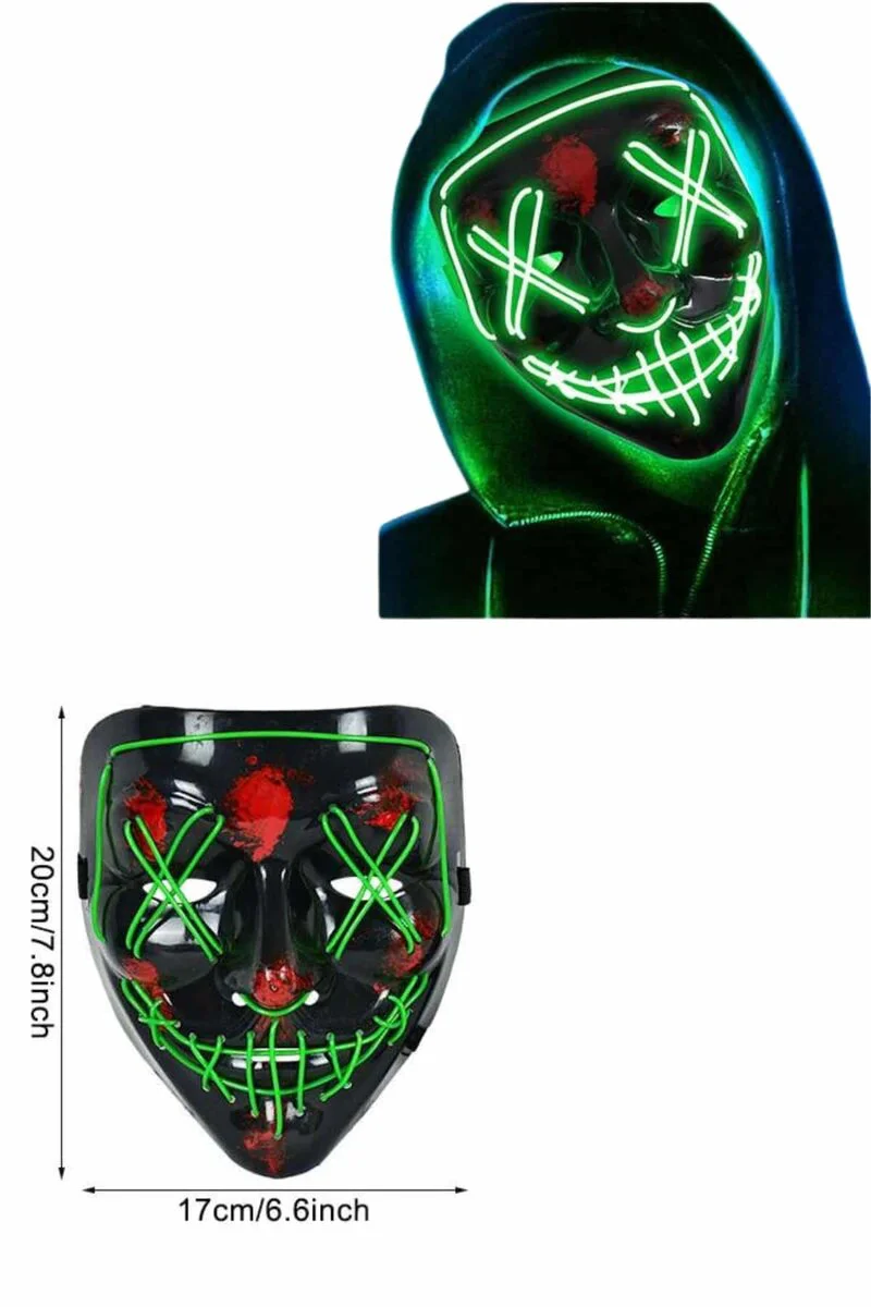 Neon Korku Maskesi LED Işıklı Cadılar Bayramı İçin