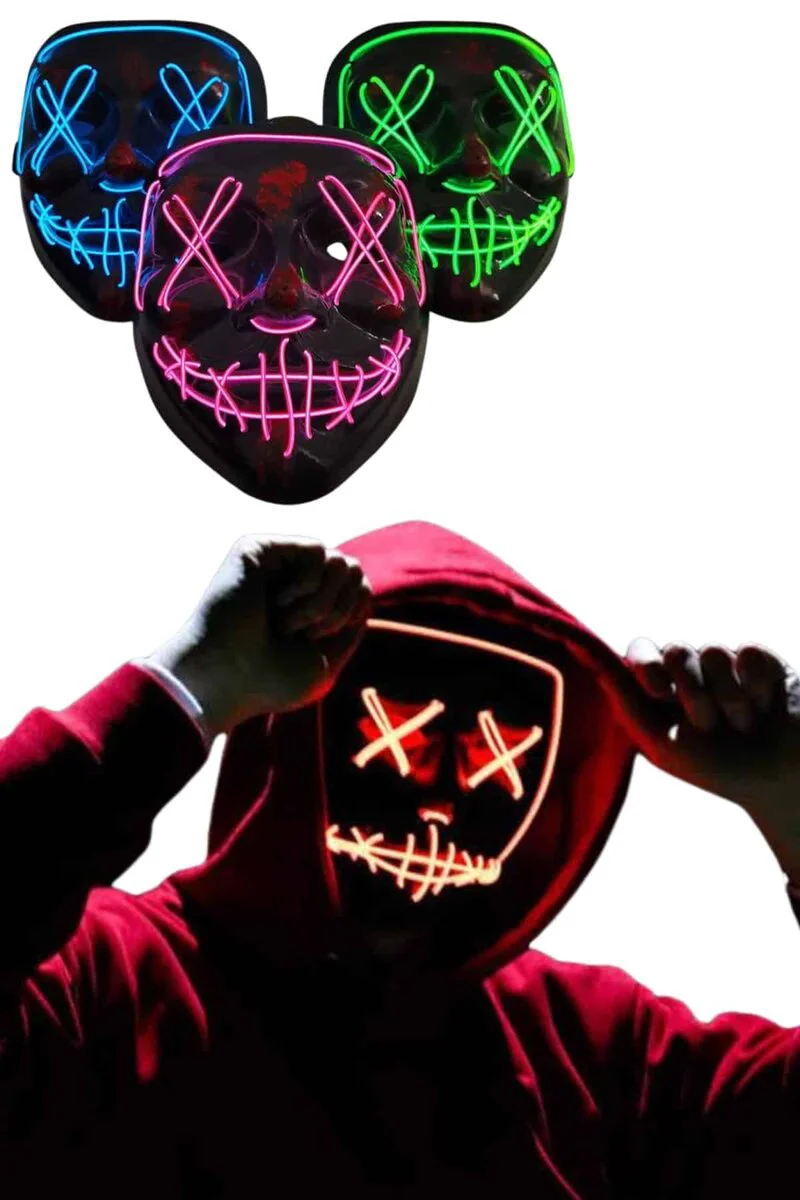 Neon Korku Maskesi LED Işıklı Cadılar Bayramı İçin
