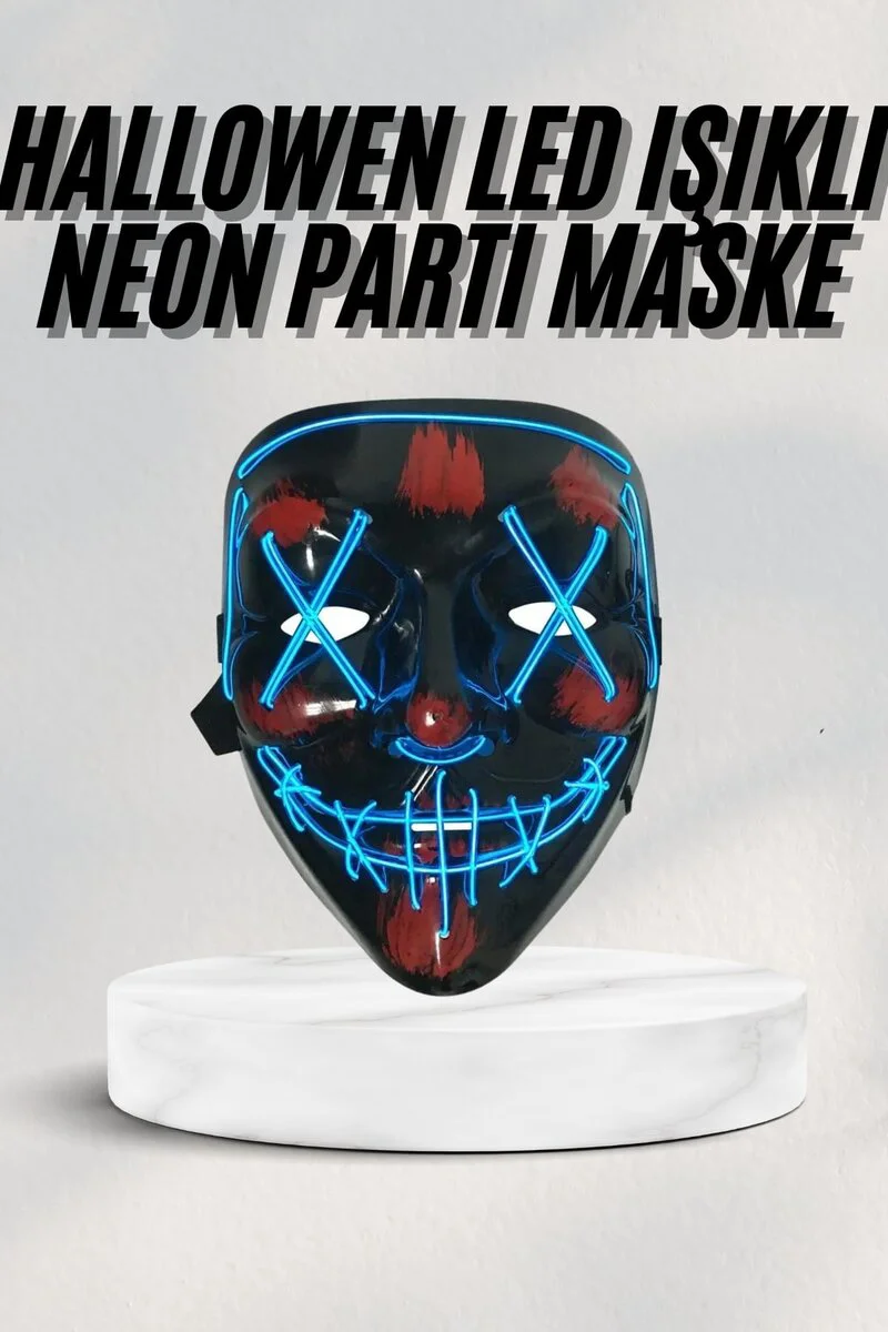 Neon Korku Maskesi LED Işıklı Cadılar Bayramı İçin
