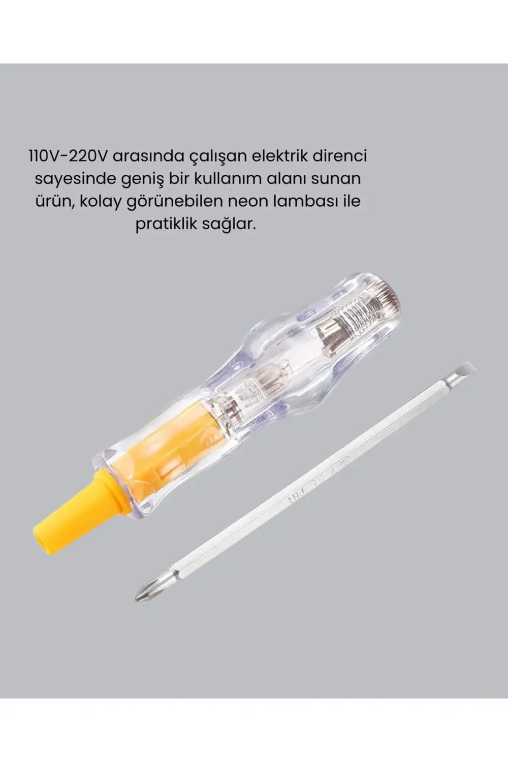 Neon Lambalı Elektrik Kontrol Kalemi Nikel Kaplama 110-220V