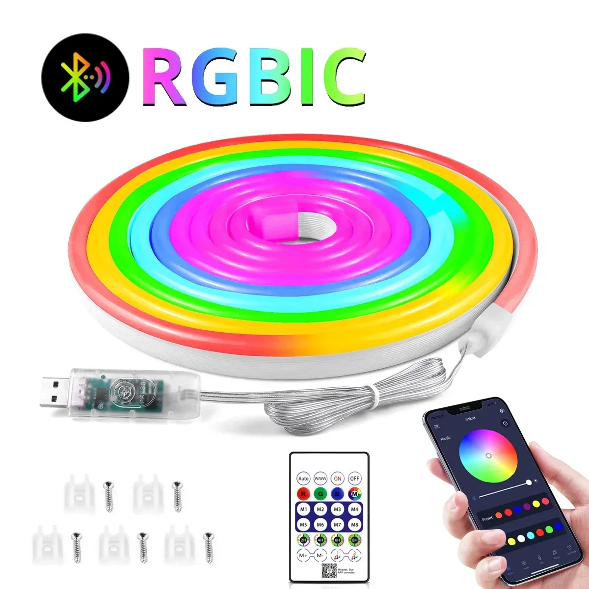 Neon Led Esnek Aydınlatma - Rgb Magıc Smart - 5 Metre Paket Ip67 - Uzaktan Kumanda + Uygulama Bx40 Neon Led Esnek Aydınlatma - Rgb Magıc Smart - 5 Metre Paket Ip67 - Uzaktan Kumanda + Uygulama Bx40