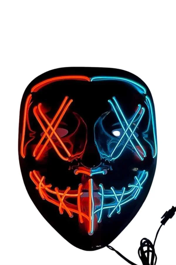 Neon LED Işıklı 3 Modlu Halloween & Cadılar Bayramı Maskesi