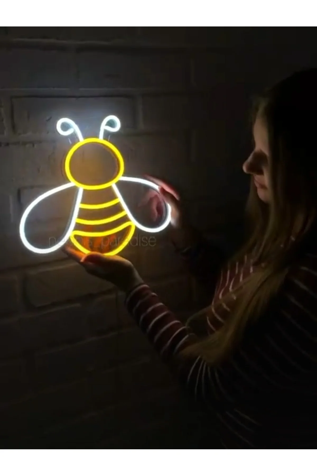 NEON LED IŞIKLI ARI DUVAR TABLO