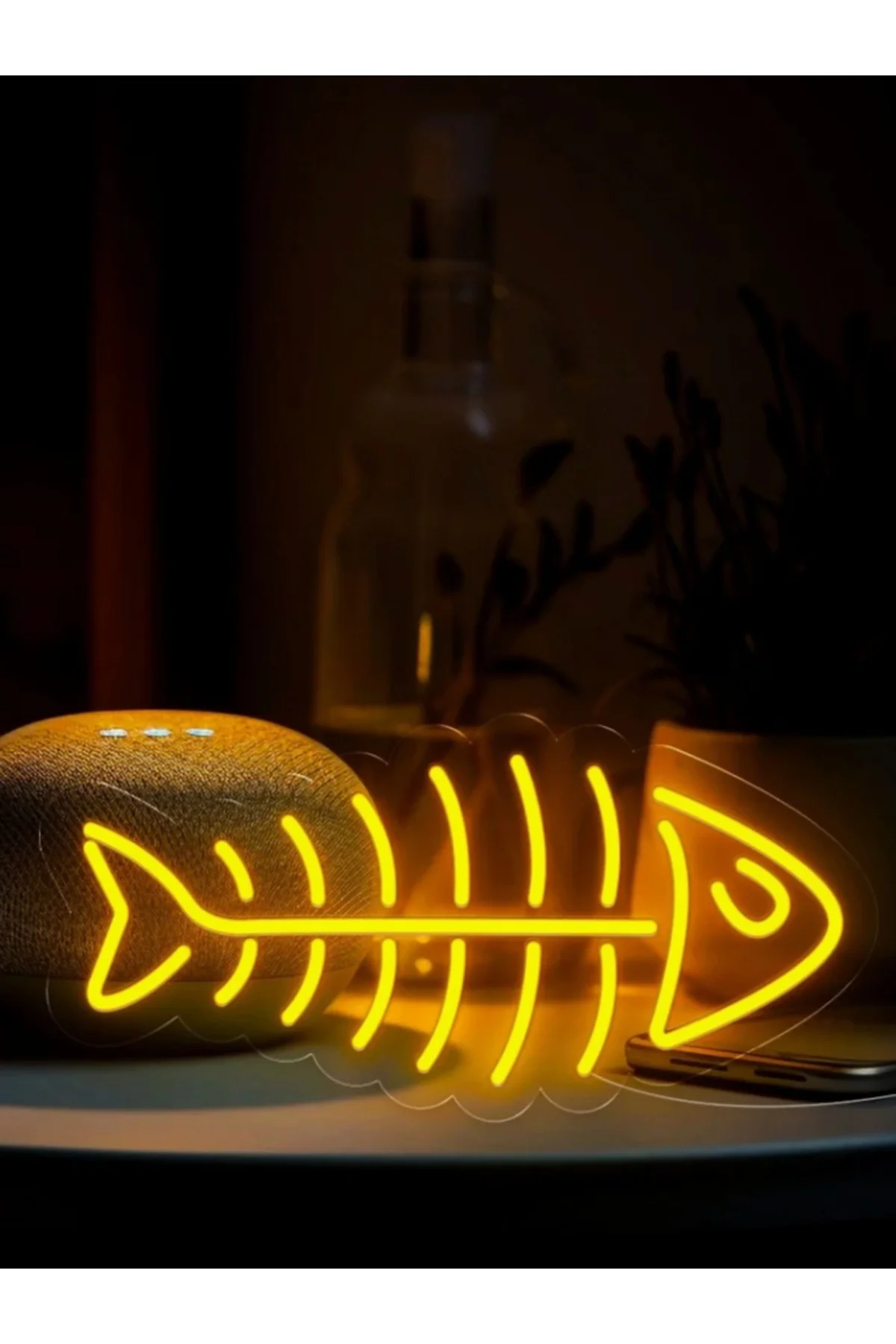 NEON LED IŞIKLI BALIK DUVAR TABLO
