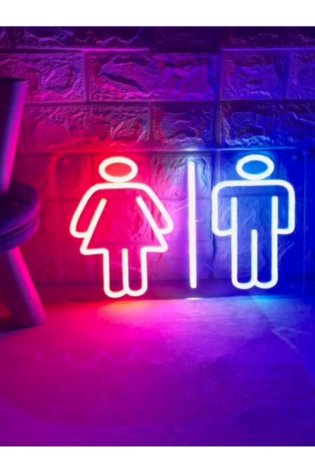 Neon Led Işıklı. Bay&bayan Wc Tuvalet