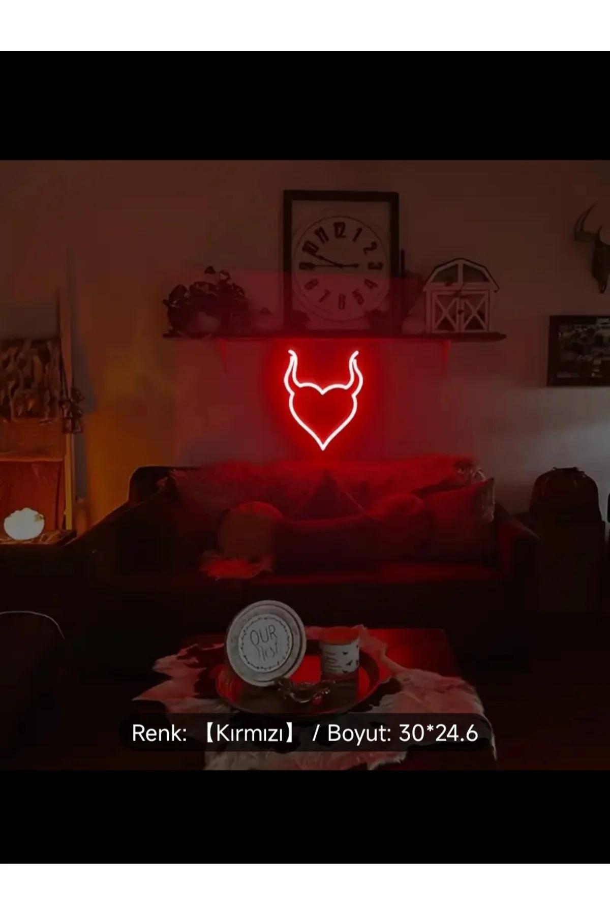 NEON LED IŞIKLI BOYNUZLU KALP