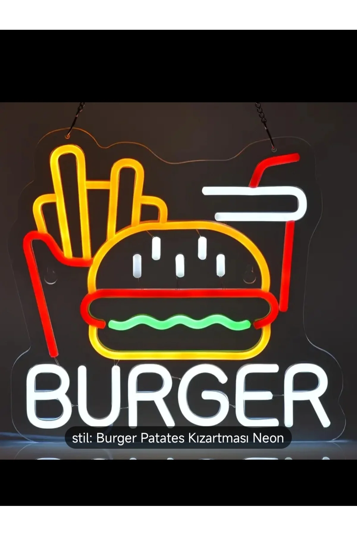 NEON LED IŞIKLI BURGER, HAMBURGER, FAST FOOD RESTORAN