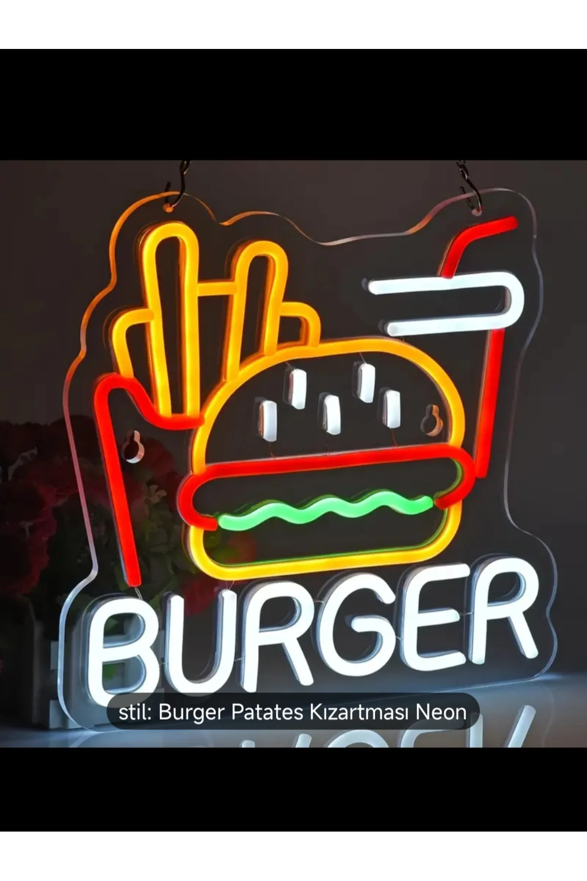 NEON LED IŞIKLI BURGER, HAMBURGER, FAST FOOD RESTORAN