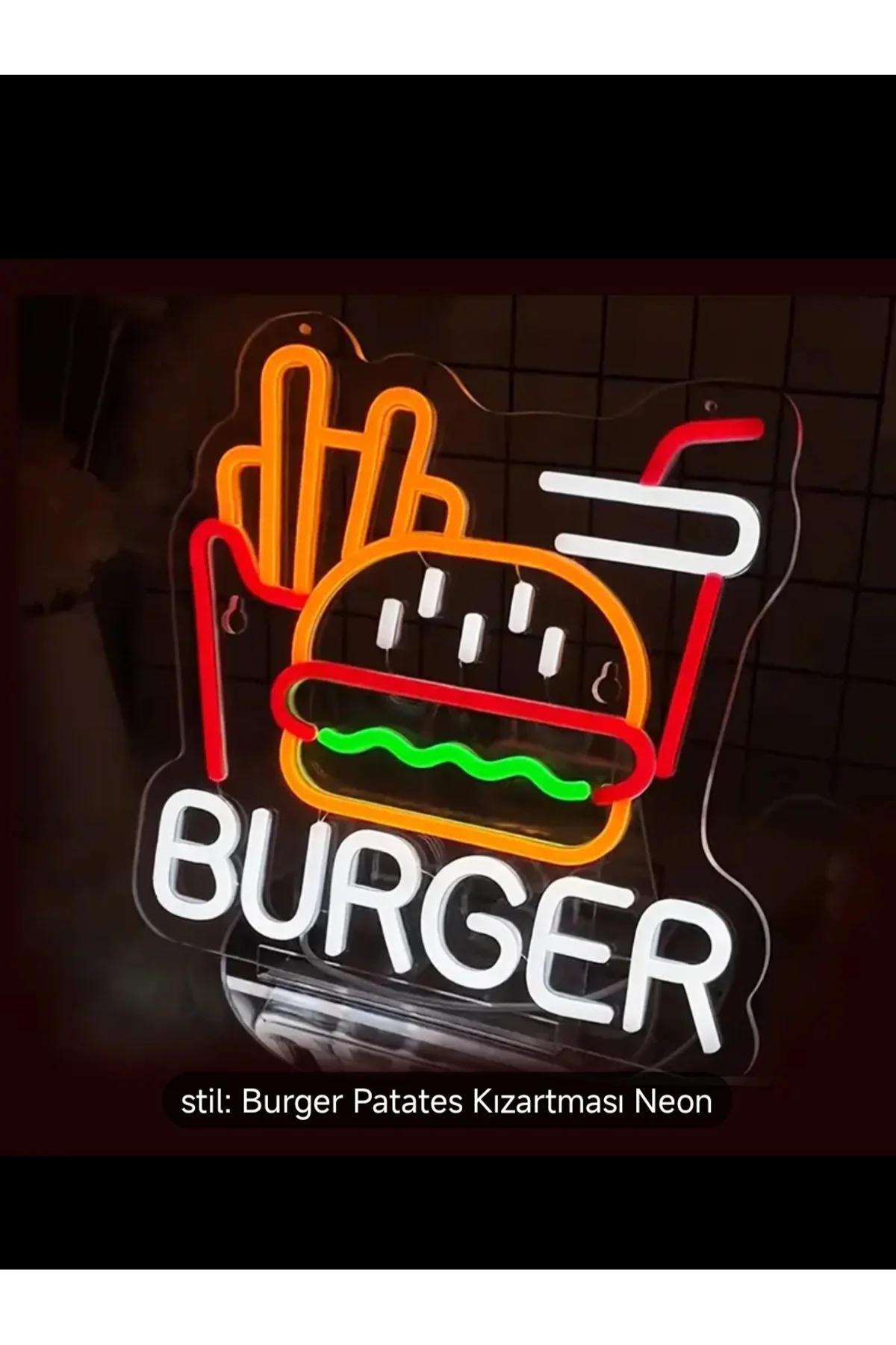 NEON LED IŞIKLI BURGER, HAMBURGER, FAST FOOD RESTORAN