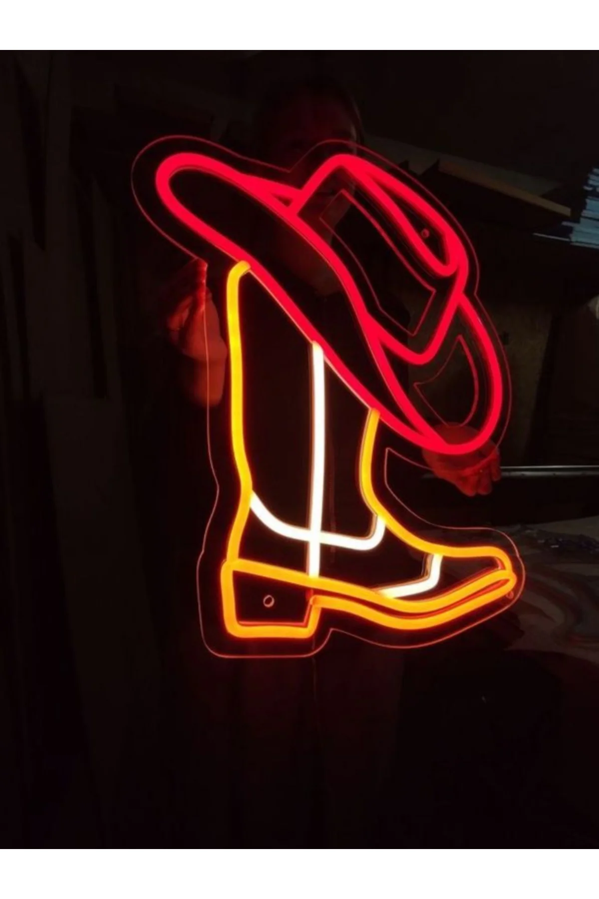 NEON LED IŞIKLI ÇİZME KOVBOY ŞAPKASI