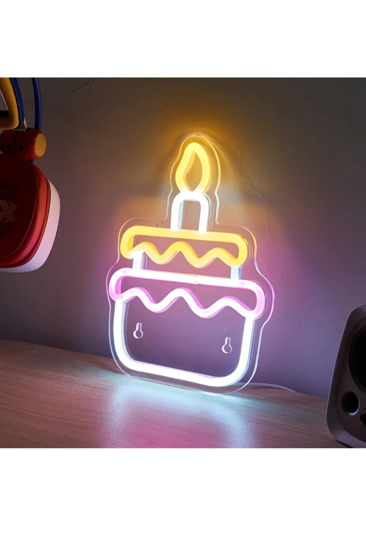NEON LED IŞIKLI DOĞUM GÜNÜ PASTA MUM