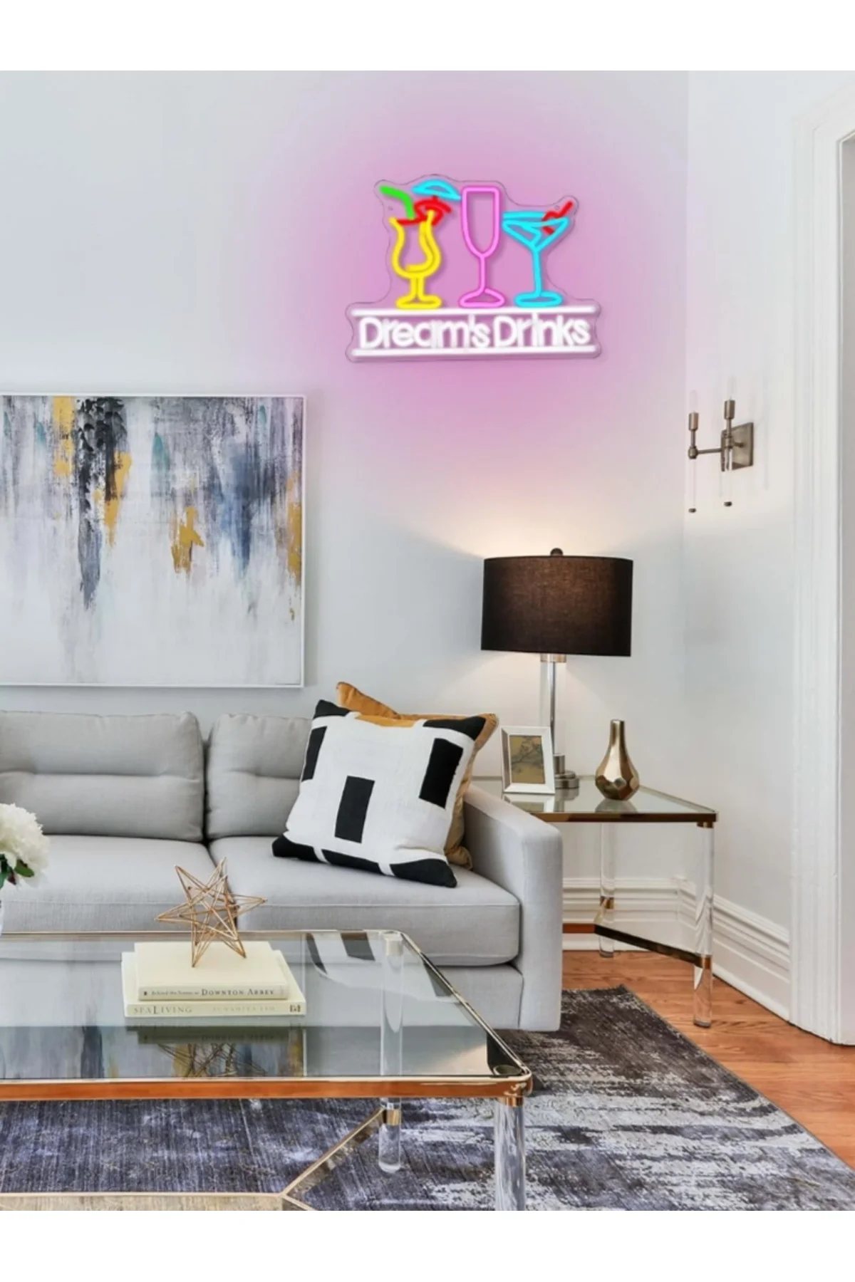 NEON LED IŞIKLI DREAMS DRİNKS RESTORAN CAFE TABLO