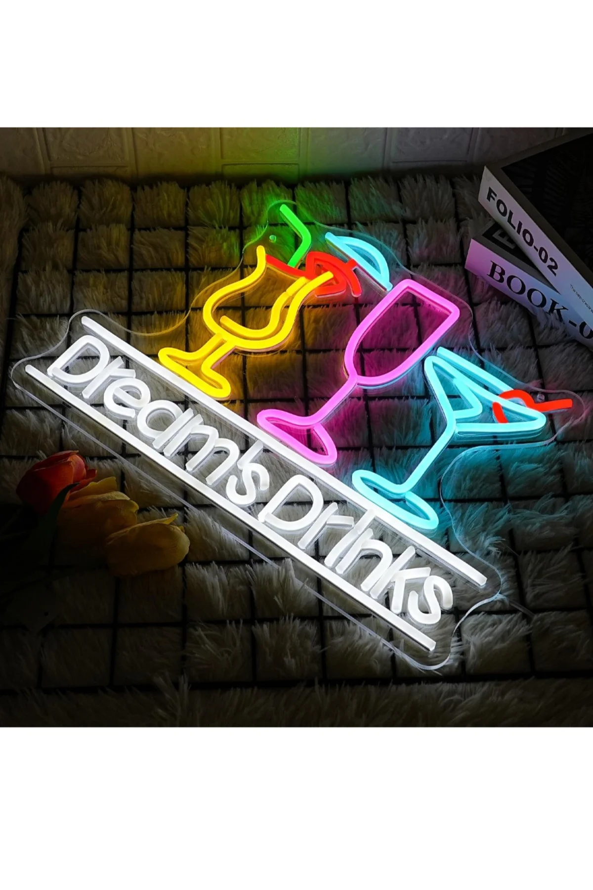 NEON LED IŞIKLI DREAMS DRİNKS RESTORAN CAFE TABLO