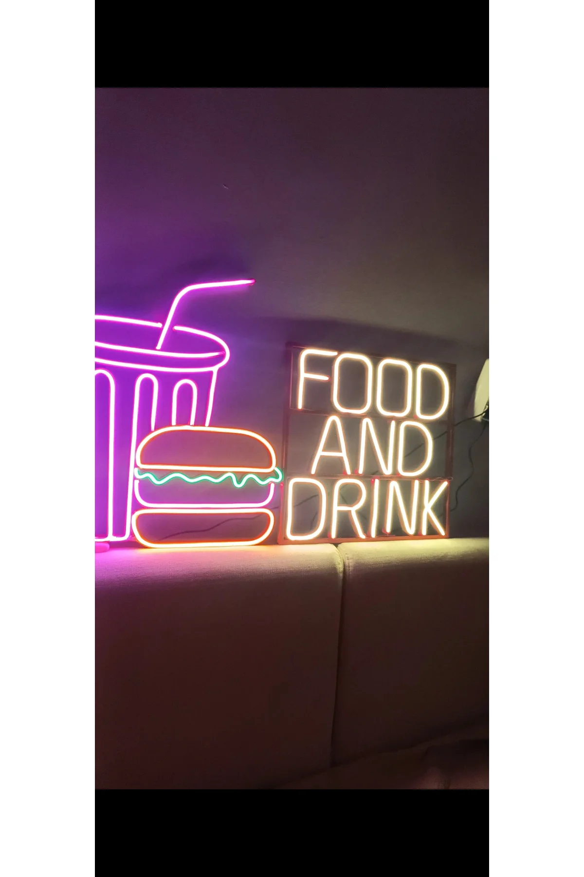 NEON LED IŞIKLI FAST FOOD HAMBURGER KOLA DUVAR DEKORASYON TABLO