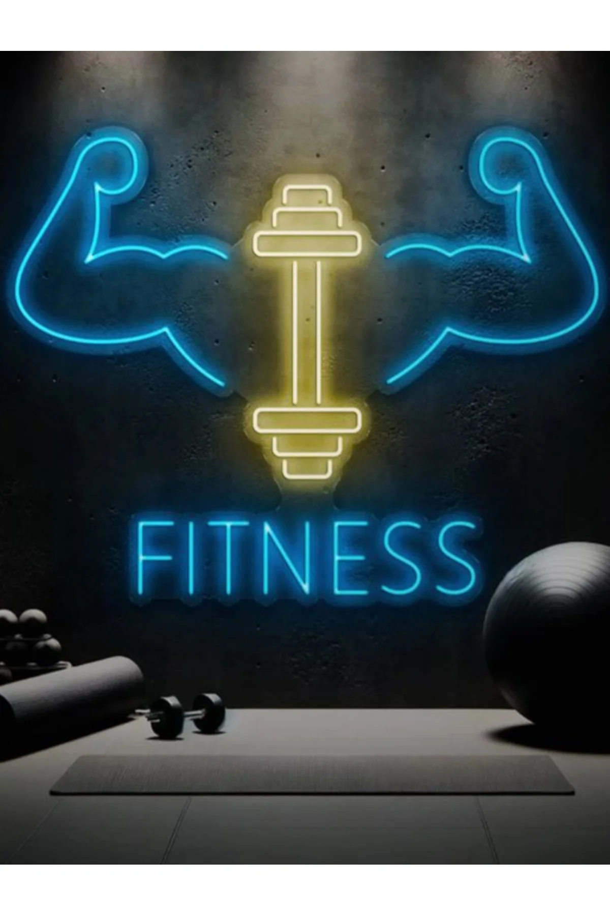 NEON LED IŞIKLI FİTNESS SPOR SALONU VÜCUT GELİŞTİRME