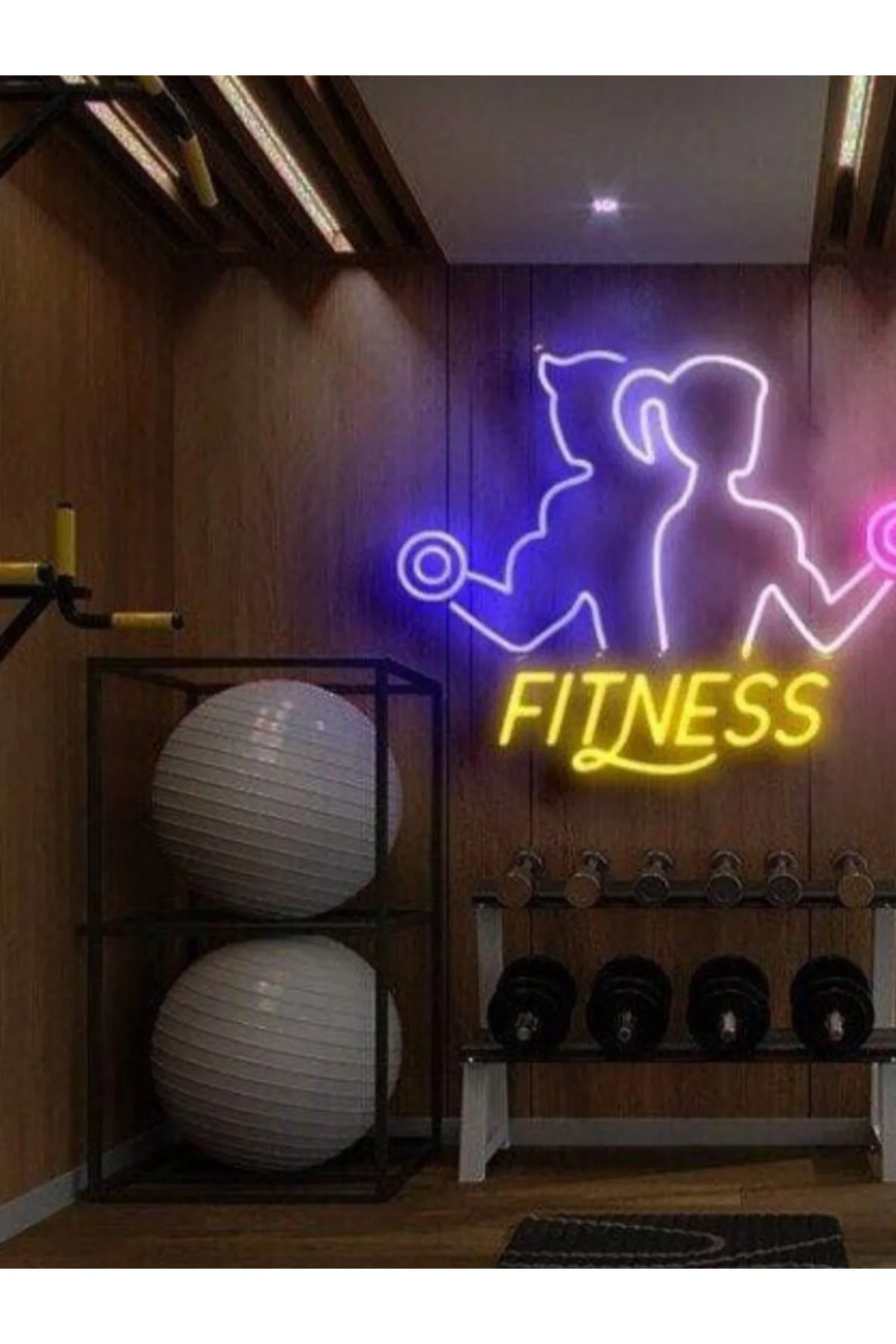 NEON LED IŞIKLI FİTNESS SPOR SALONU VÜCUT GELİŞTİRME