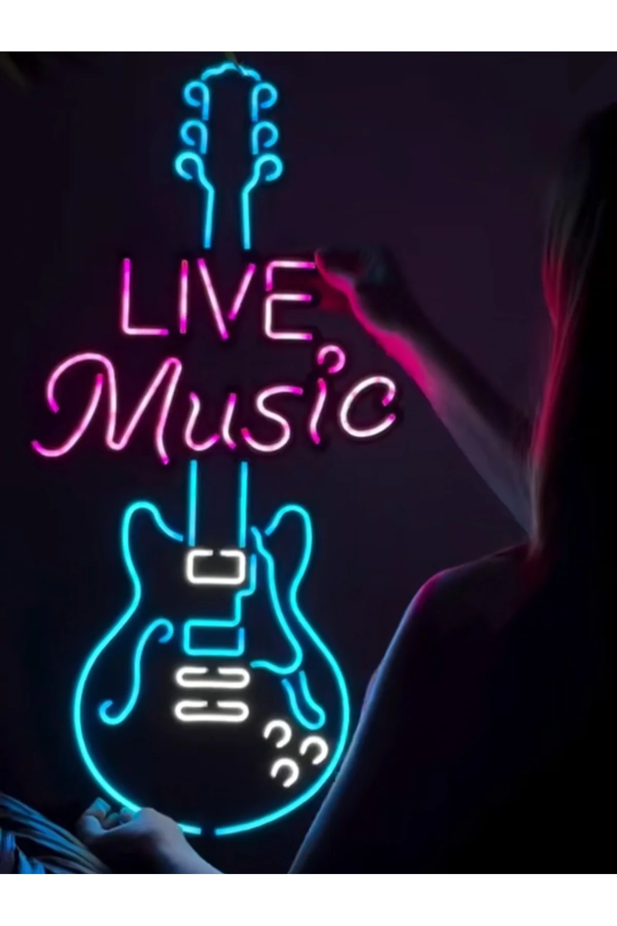 NEON LED IŞIKLI GİTAR GUİTAR MUSİC MÜZİK DUVAR TAVLO