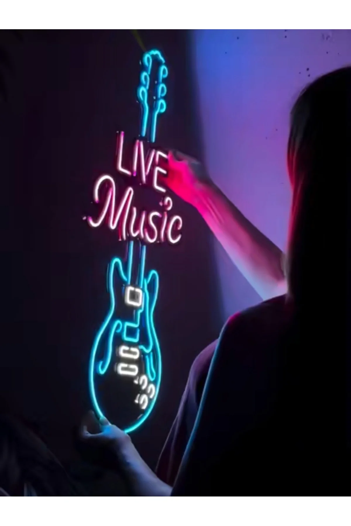 NEON LED IŞIKLI GİTAR GUİTAR MUSİC MÜZİK DUVAR TAVLO