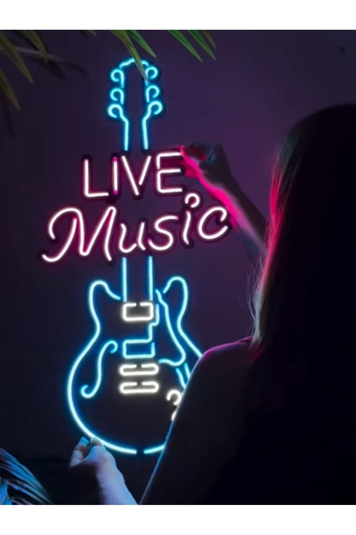 NEON LED IŞIKLI GİTAR GUİTAR MUSİC MÜZİK DUVAR TAVLO