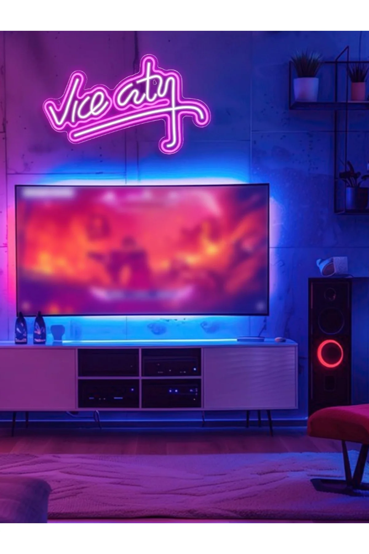 Neon Led Işıklı Gta Vice City Gaming Oyuncu Youtuber