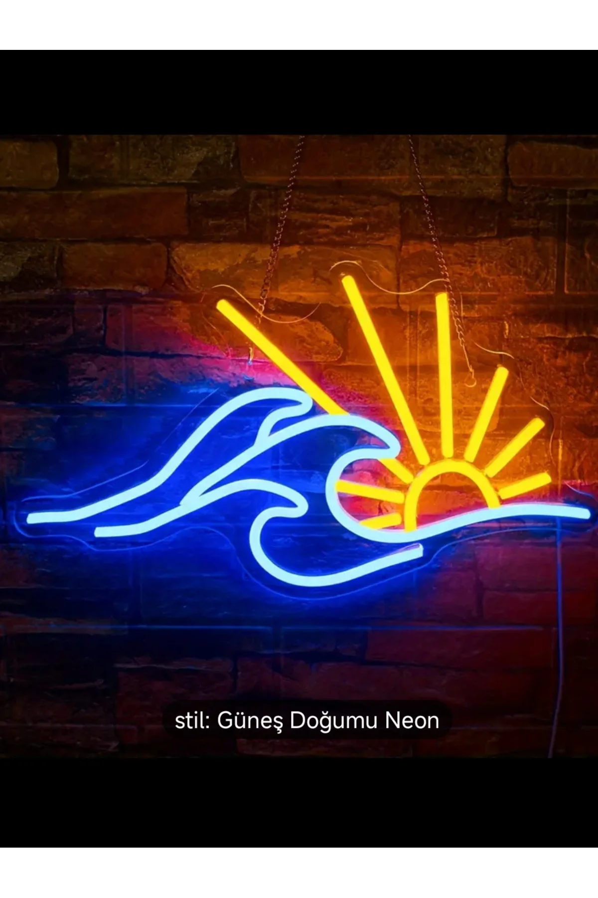 NEON LED IŞIKLI GÜNEŞ DENİZ DALGA