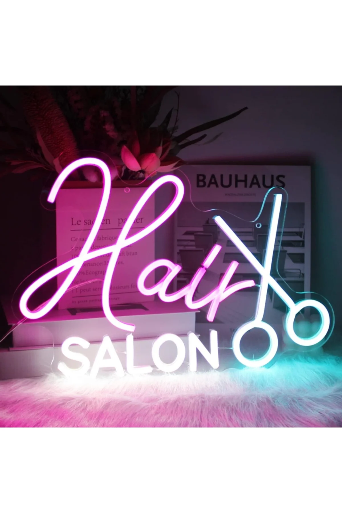NEON LED IŞIKLI HAİR SALON  KUAFÖR