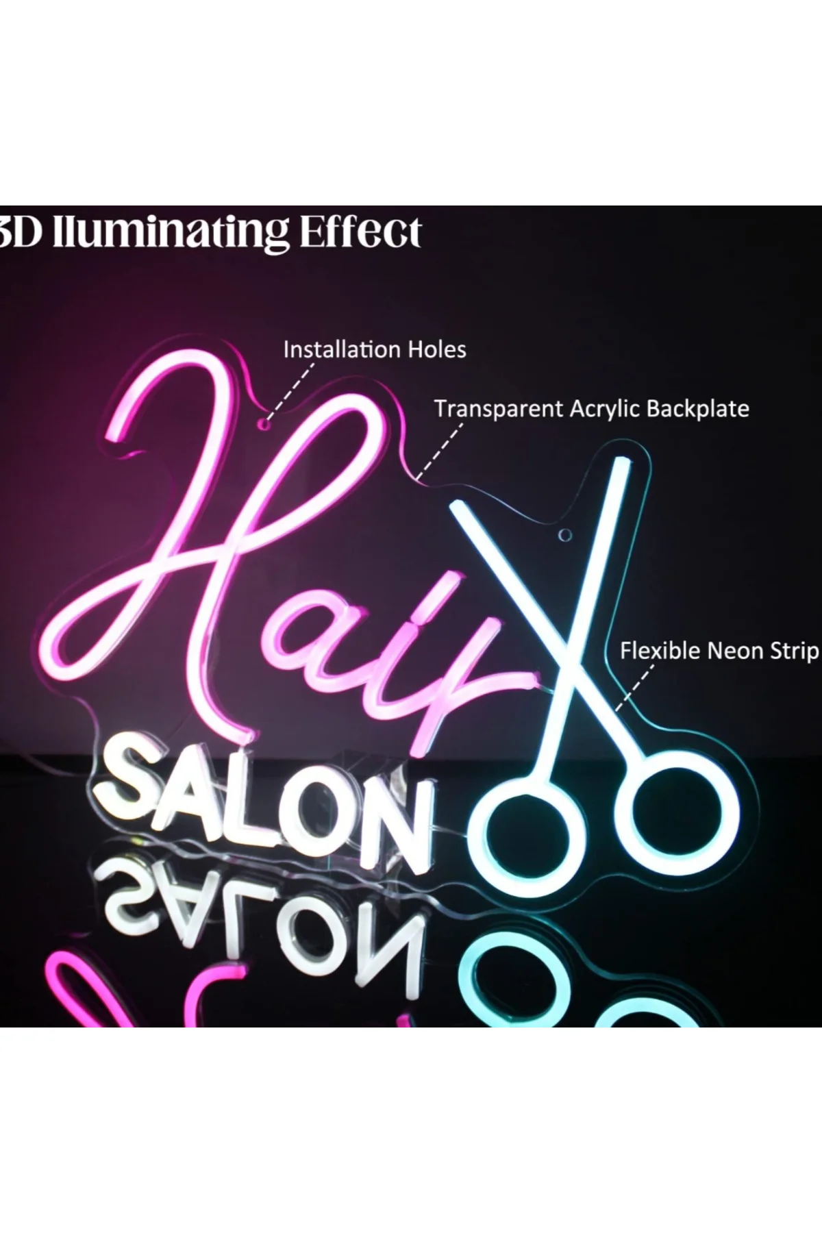 NEON LED IŞIKLI HAİR SALON  KUAFÖR