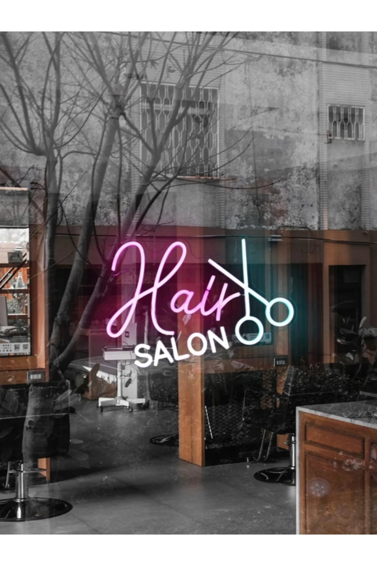 NEON LED IŞIKLI HAİR SALON  KUAFÖR