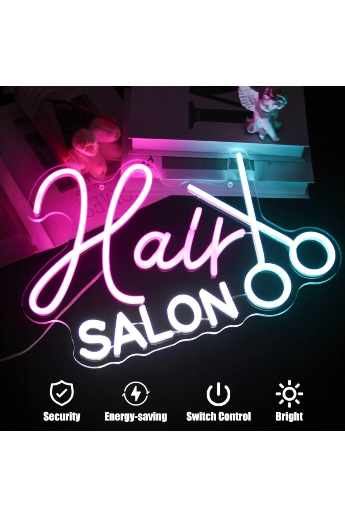 NEON LED IŞIKLI HAİR SALON  KUAFÖR