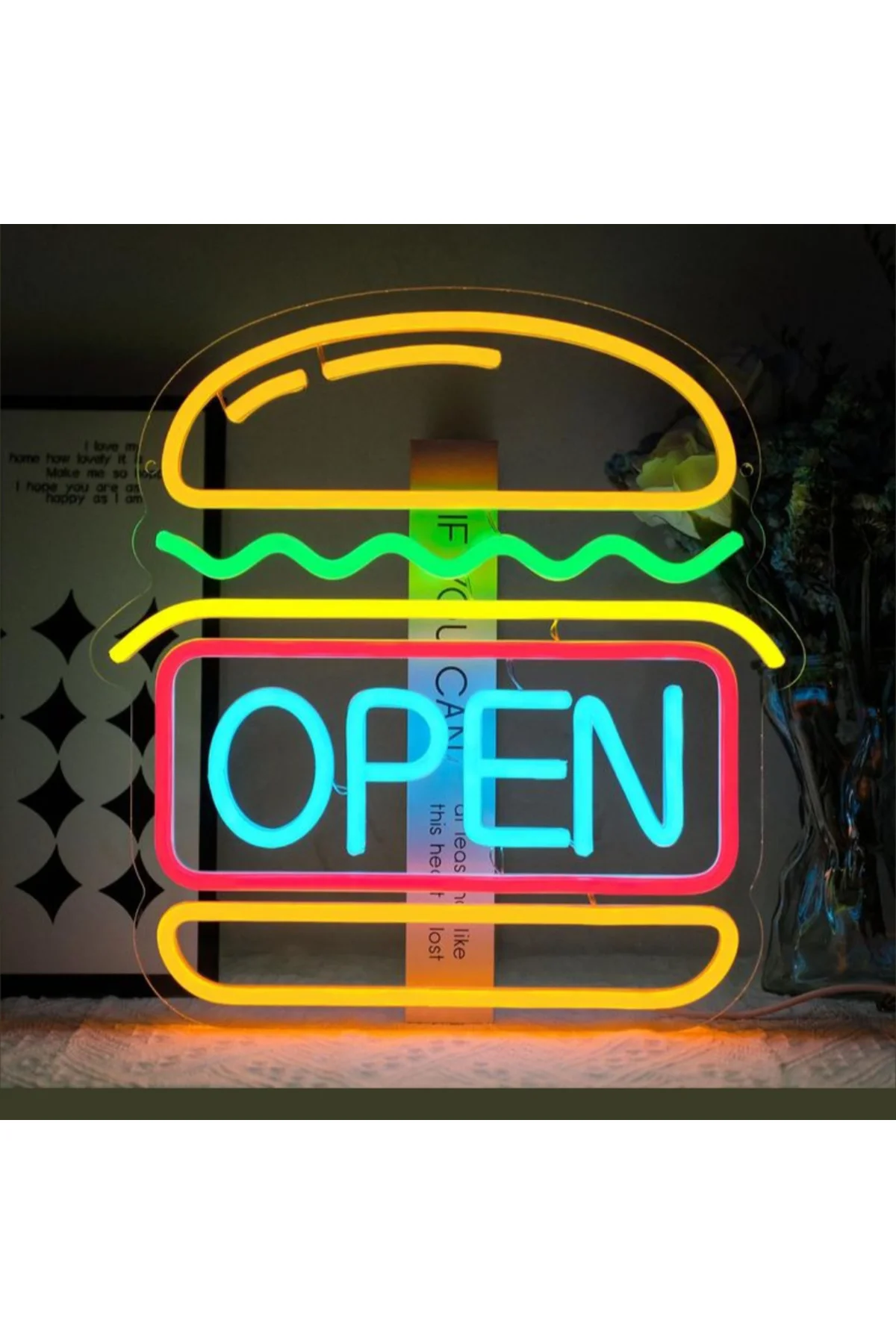 NEON LED IŞIKLI HAMBURGER