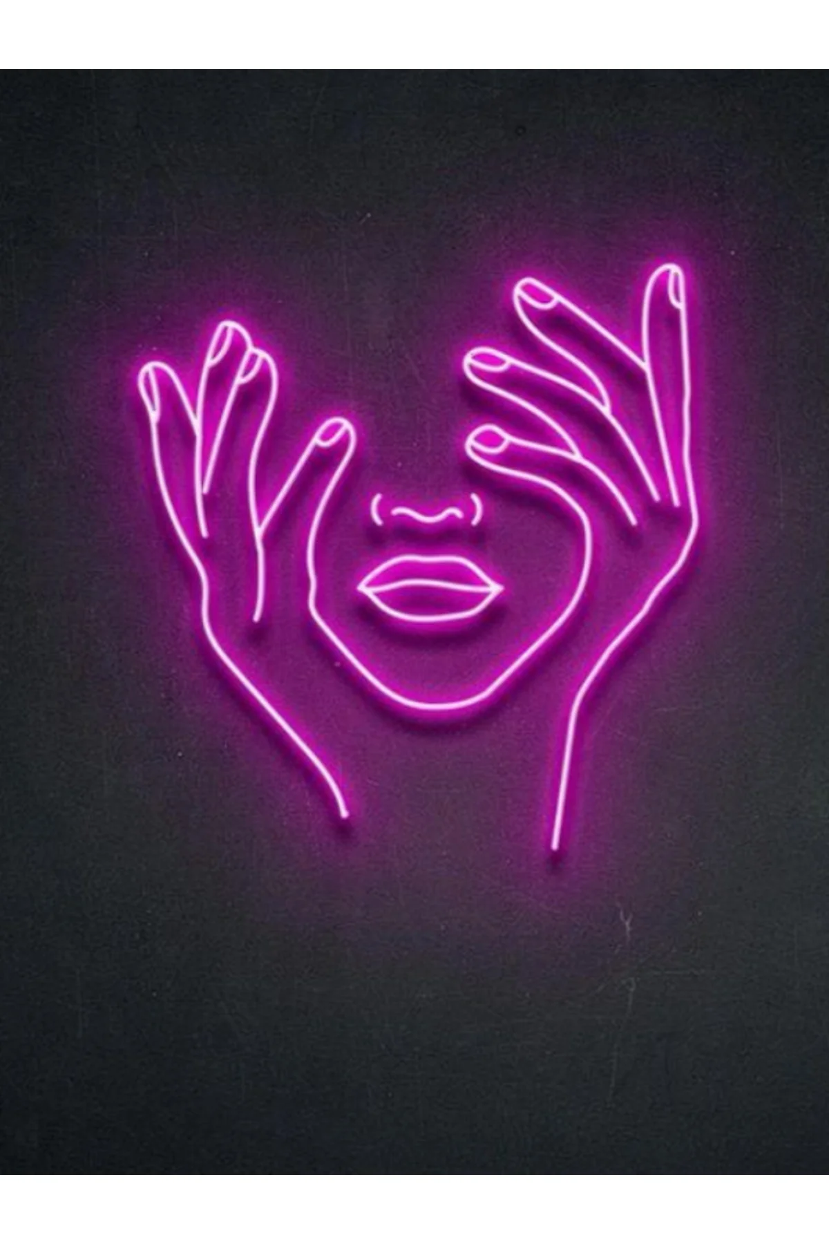 Neon Led Işıklı Kadın El Yüz Duvar Dekorasyon Tablosu