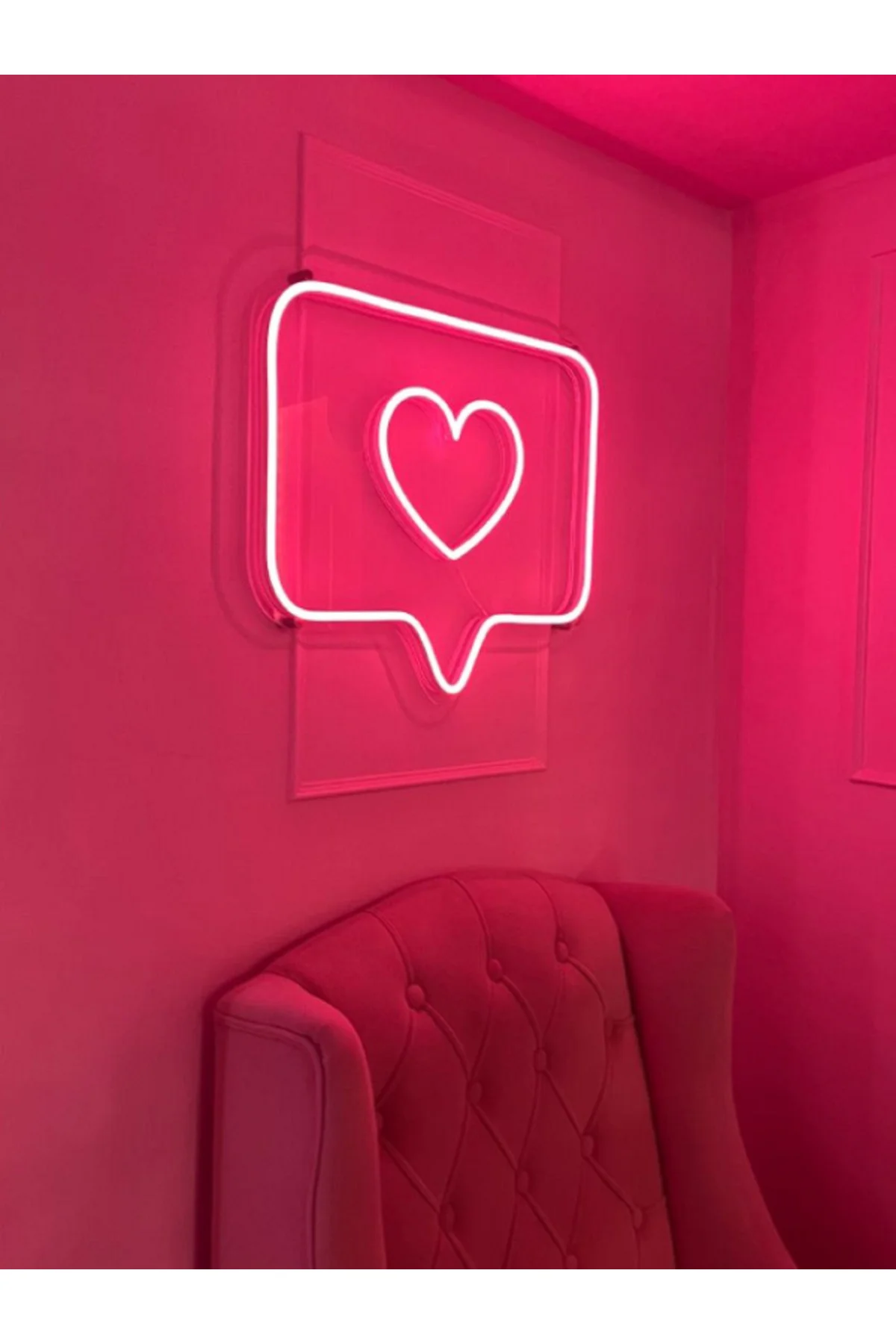 Neon Led Işıklı Kalp Duvar Dekorasyon Tablosu