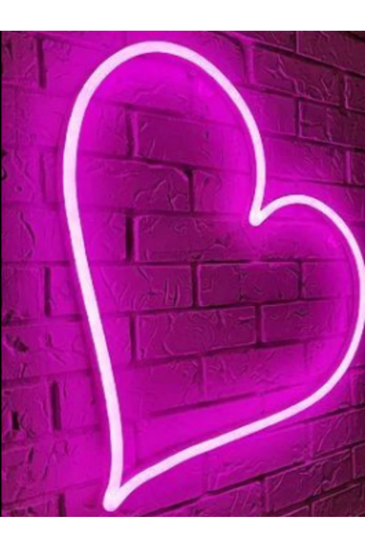 Neon Led Işıklı Kalp Duvar Dekorasyon Tablosu
