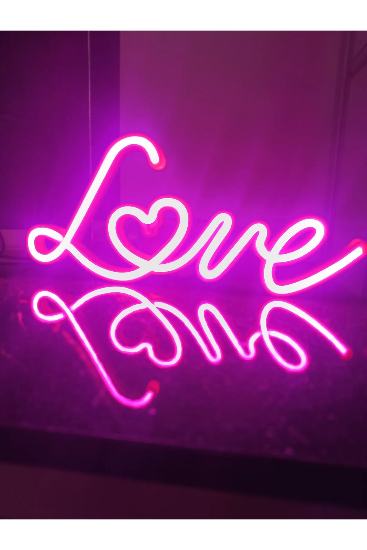 Neon Led Işıklı Kalp Love Duvar Dekorasyon Tablosu