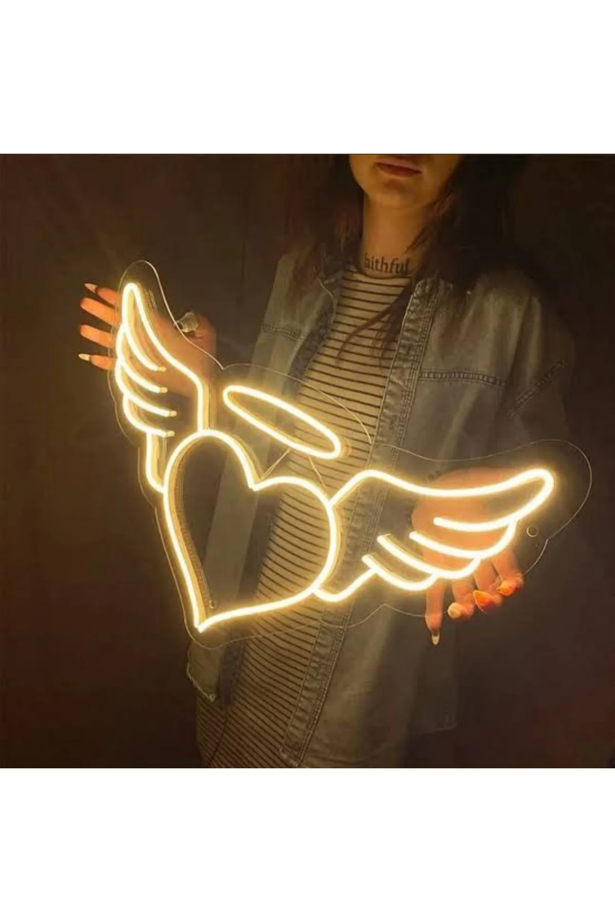 NEON LED IŞIKLI KALP MELEK KANADI