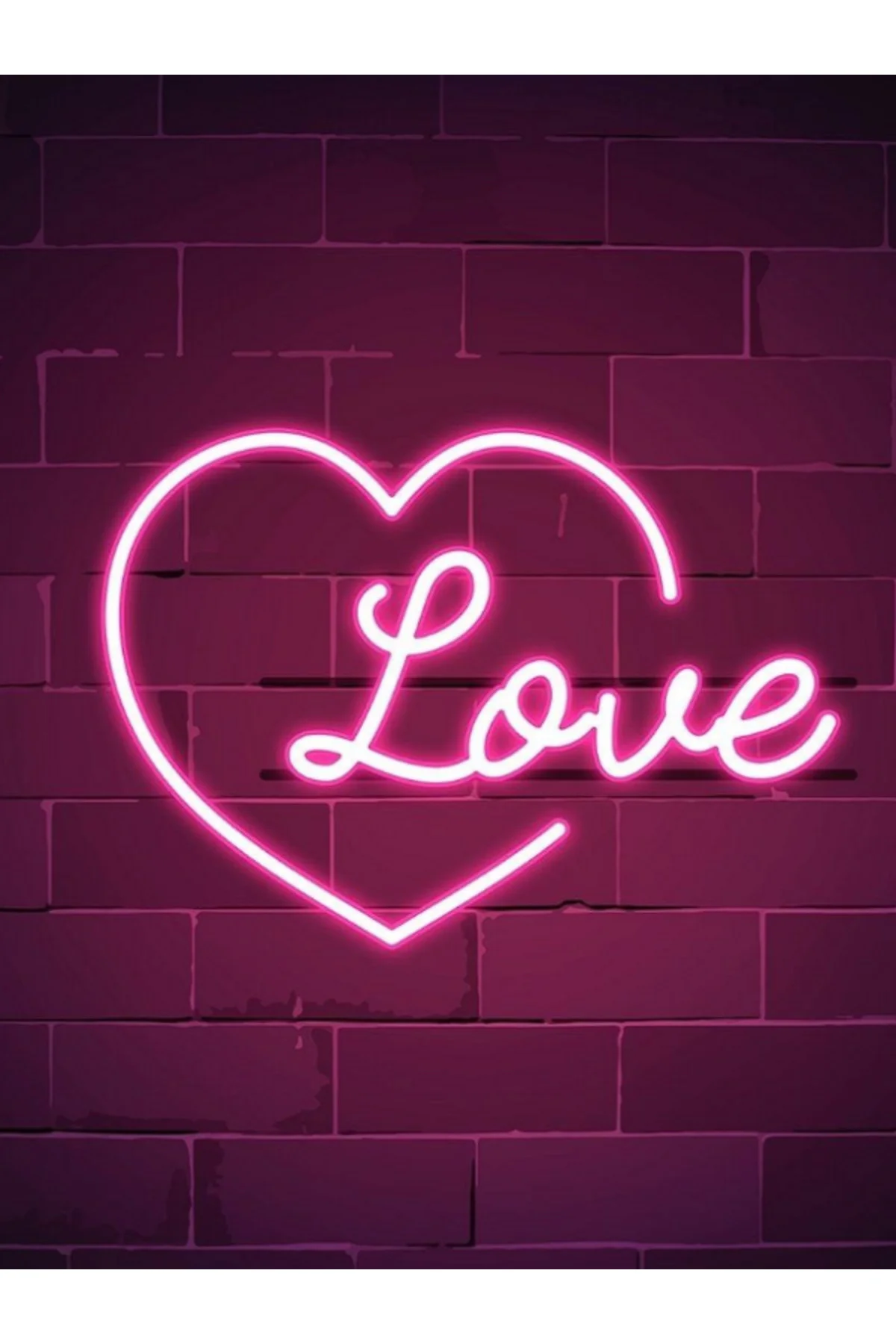 Neon Led Işıklı Kalp Love Duvar Dekorasyon Tablosu