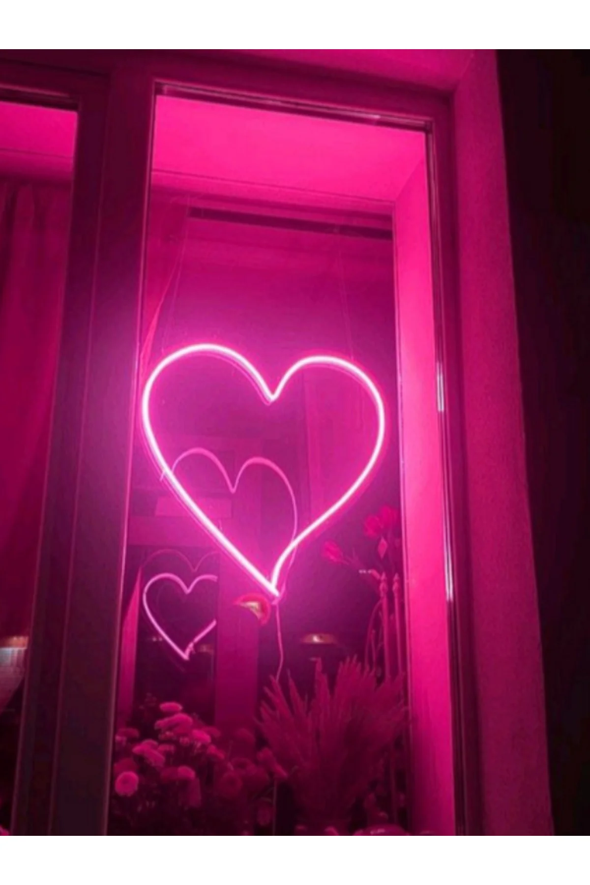 Neon Led Işıklı Kalp Duvar Dekorasyon Tablosu